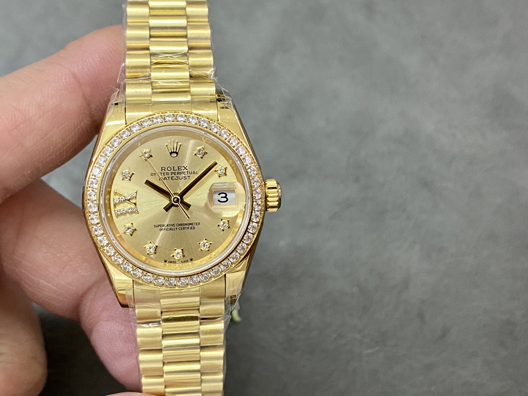 Rolex Datejust 28 Solid 18K Yellow Gold 279138RBR 0006 Women's Watch